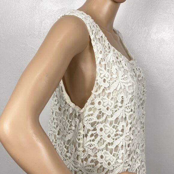 Lucky Brand Cotton Ivory Color Crochet Top Size M - Picture 2 of 10